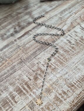 Lariat Y Style Chain Necklace With A Quatrefoil And Star